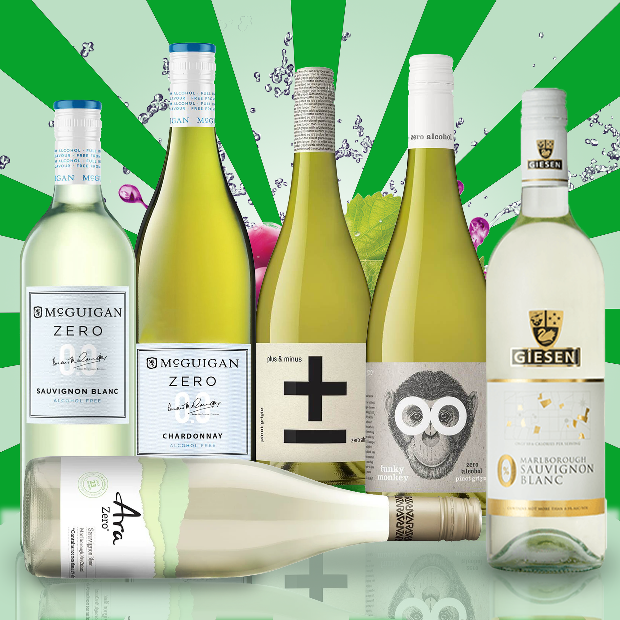Non-Alcoholic White Wine Hamper: Pinot, Chardonnay & Sauvignon Blanc